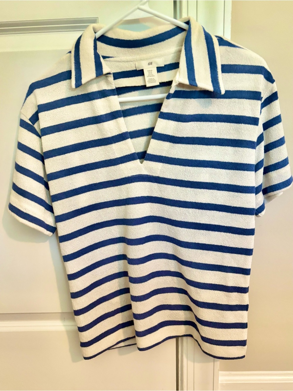 H&M small womens striped polo top, loose fit